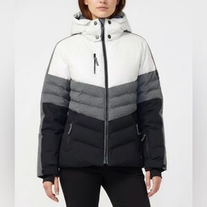 NILS Women's White, Gray, Black Hooded Insulated Ski Jacket Size 4